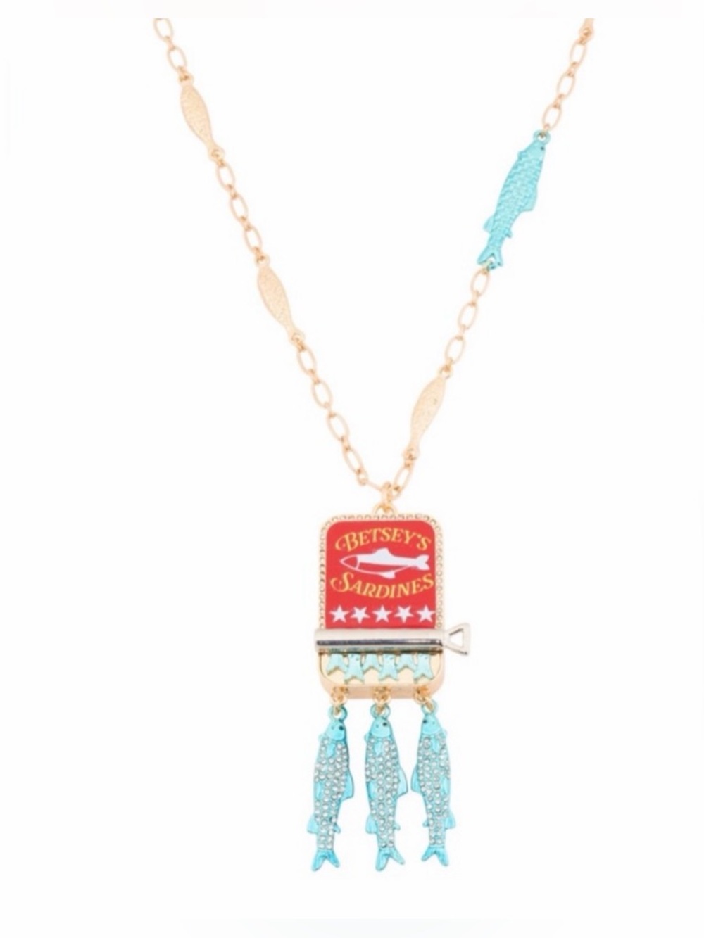 NWT ⚜️♥️⚜️ Betsey Johnson 2026 Sardine Tin Pendant Necklace
